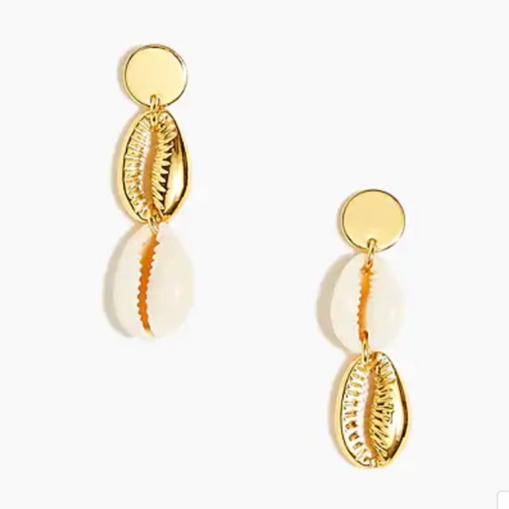 J. Crew Shell Drop Statement Earrings Puka Gold